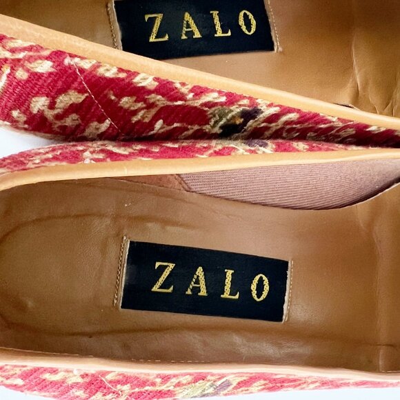 Vintage Smoking Loafer Slip On Flats Slipper Leather Knit Tapestry Eclectic 90s - Picture 4 of 8